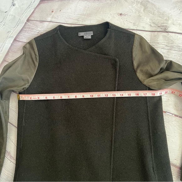 Vince Wool / Leather Green Jacket Sz XS - Picture 11 of 16